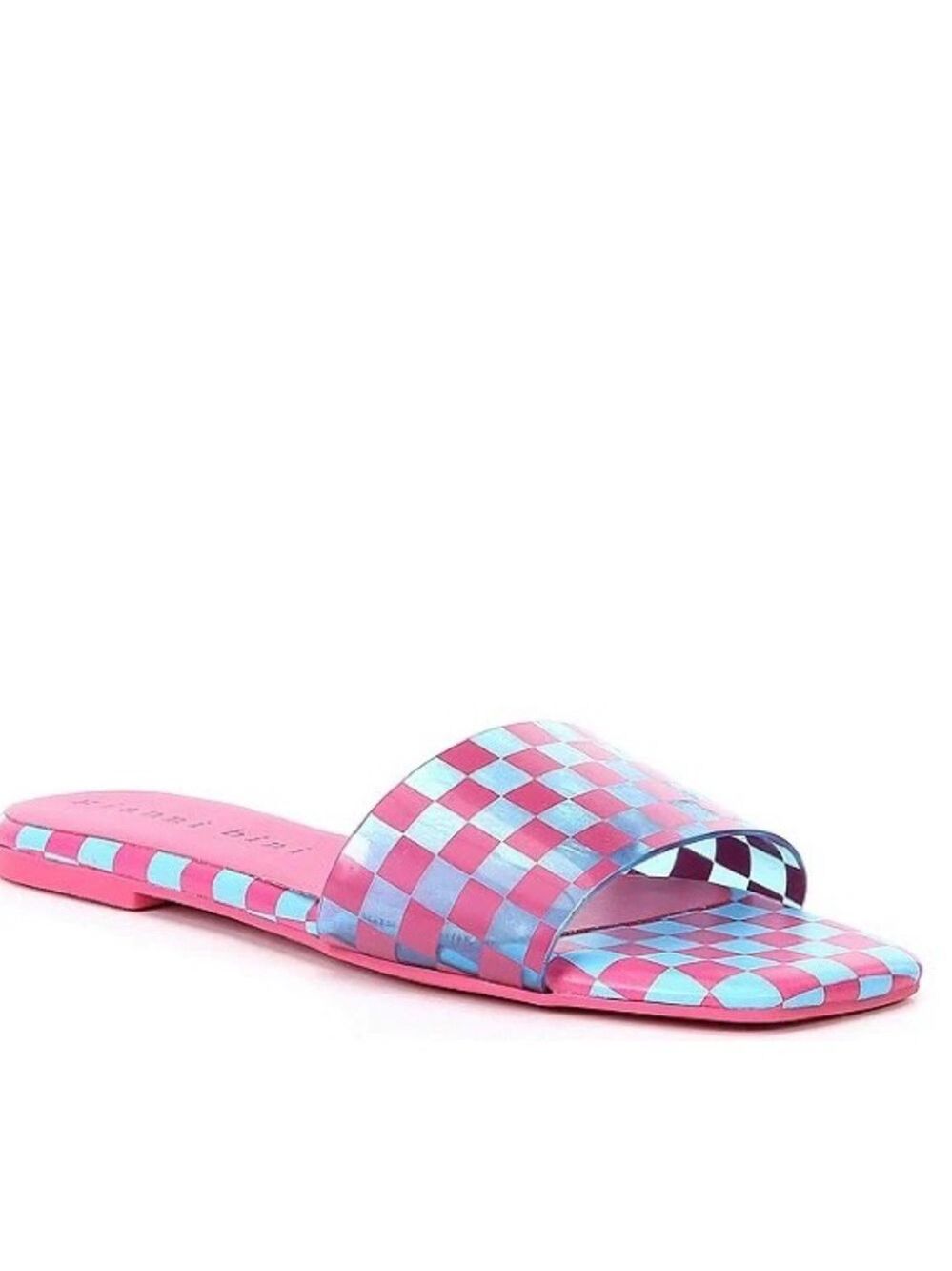 🎩🗝️NWOB $98 Gianni Bini
Cobitwo Checkered Banded Square Toe Sandals Pink/Blue - Picture 1 of 4